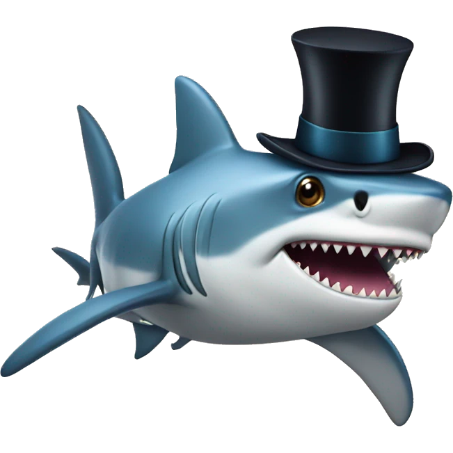 Shark with a top hat emoji