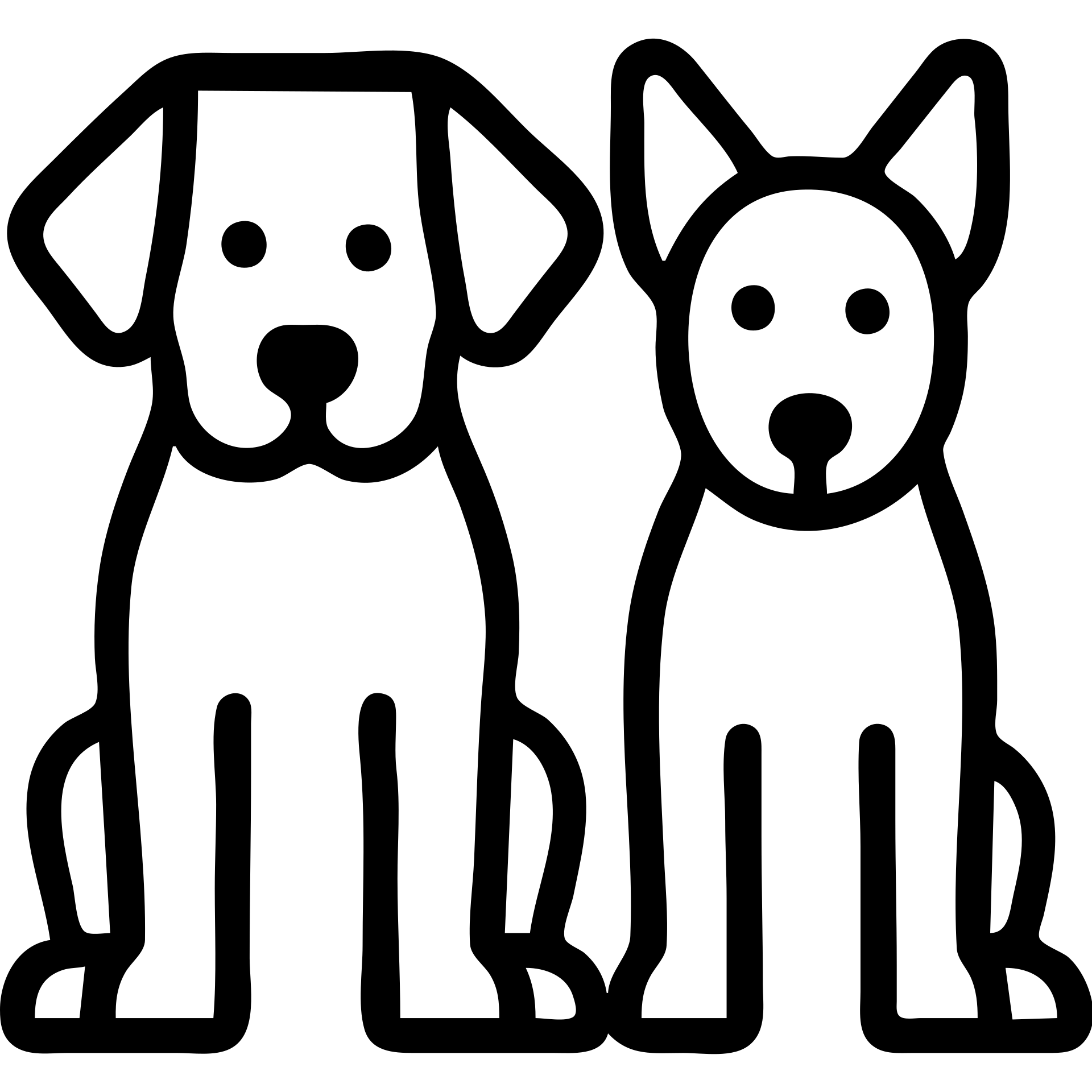 two dogs side by side, one black and one white, minimal icon style with simple lines emoji