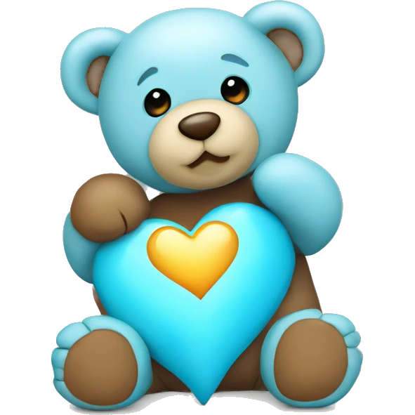 teddy bear with light blue love heart  emoji