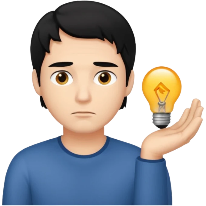 ligth black hair man thinking emoji