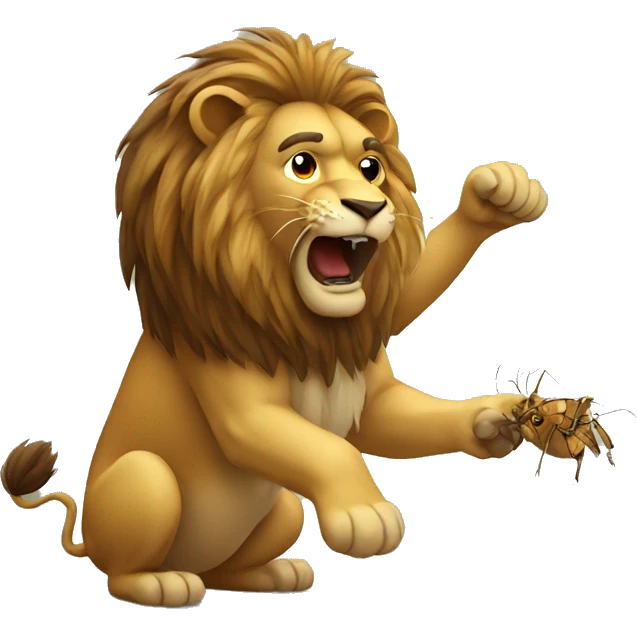 lion catching bug emoji