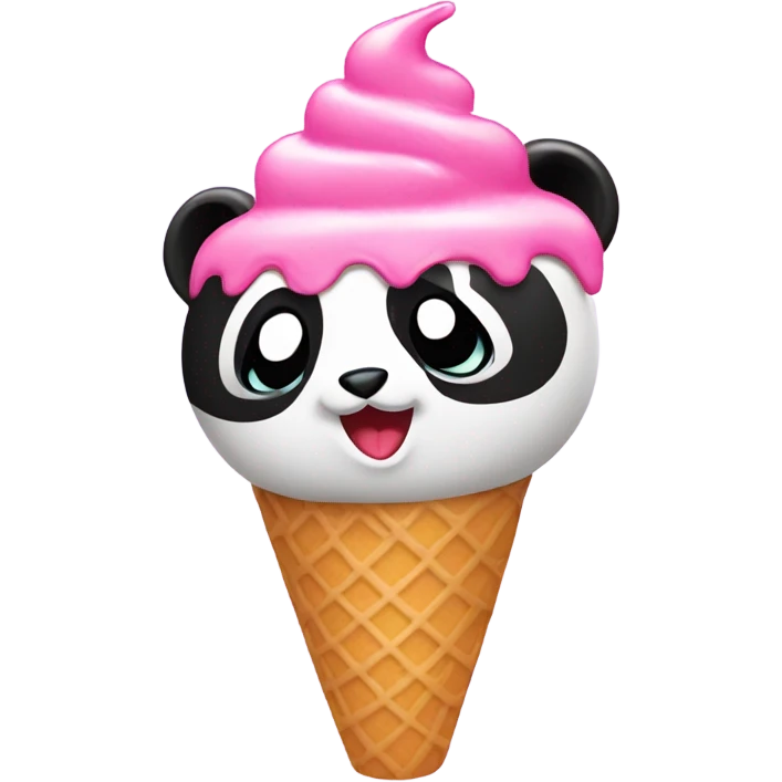 A pink Panda eating ice cream emoji