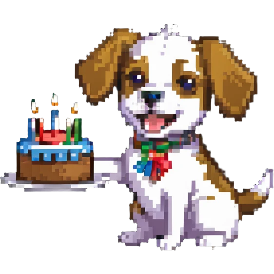 dog celebrating with cake emoji