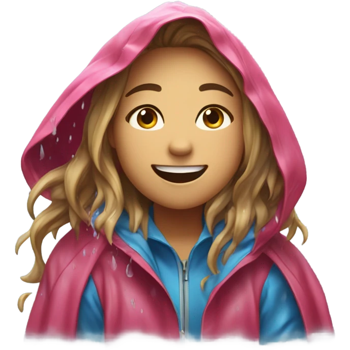A girl getting wet in rain emoji