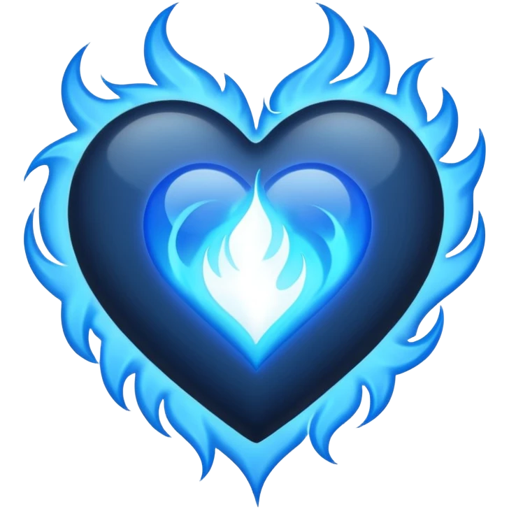 black heart with blue flames surrounding the perimiter  emoji