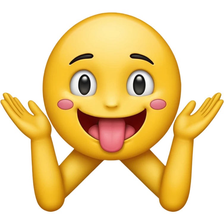 emoji with tongue out and hands to the side emoji