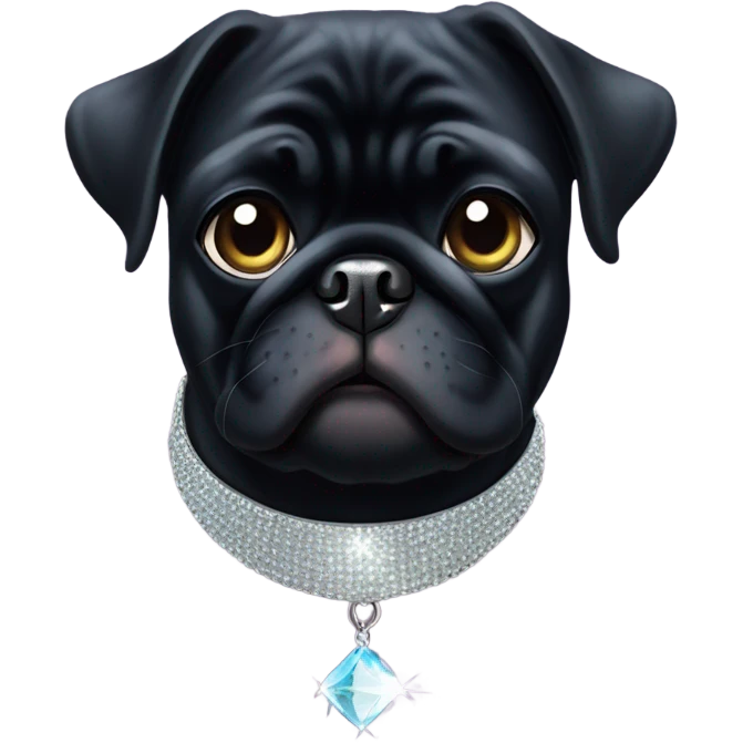 Black pug with rhinestone collar  emoji