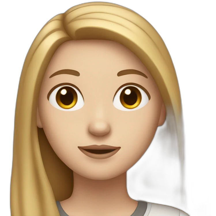 white girl with light brown straight long hair and apple laptop emoji