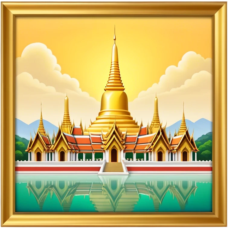 Grand Palace Bangkok Landmark Emoji – Featuring golden spires, Thai architecture, and the Emerald Buddha Temple. emoji