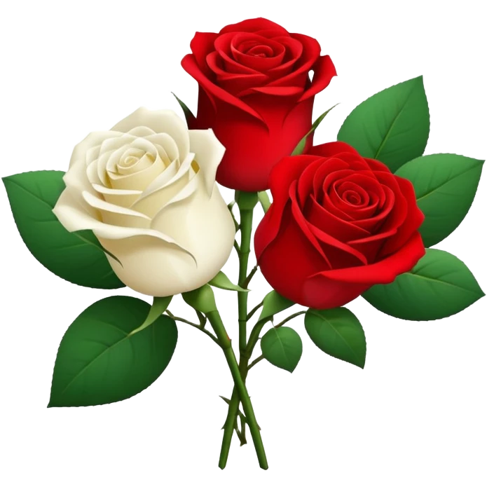 One red flower and one white flower in bouquet emoji