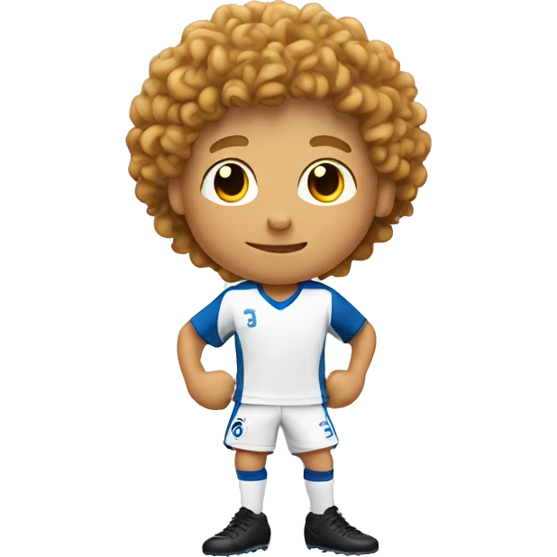 Curly white boy playing soccer  emoji