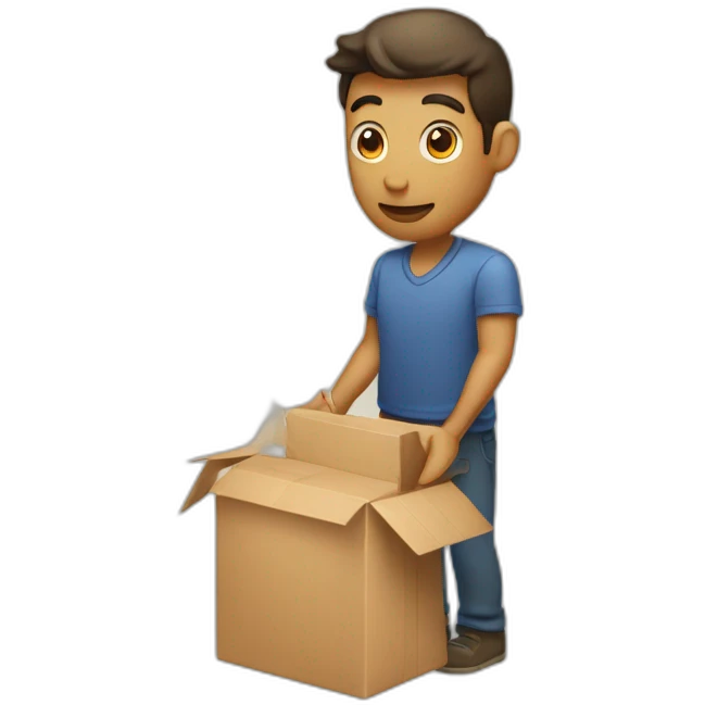 A man giving a package with the word attention on it emoji