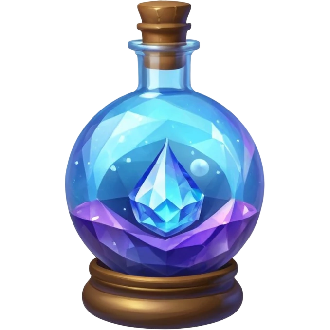 Blue Magic Fantasy Potion, Ball Bottle Low Poly emoji