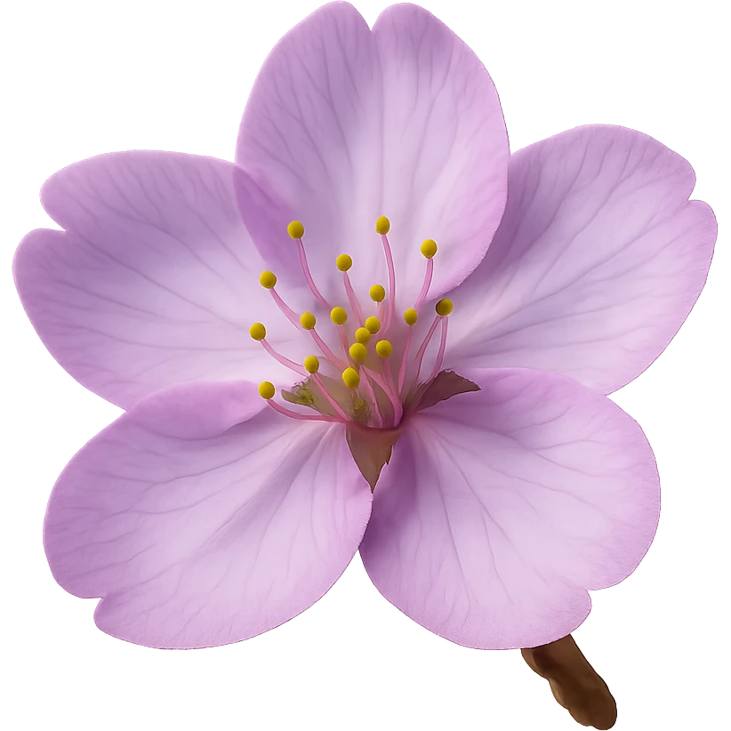 show one purple cherry blossom, remove background emoji