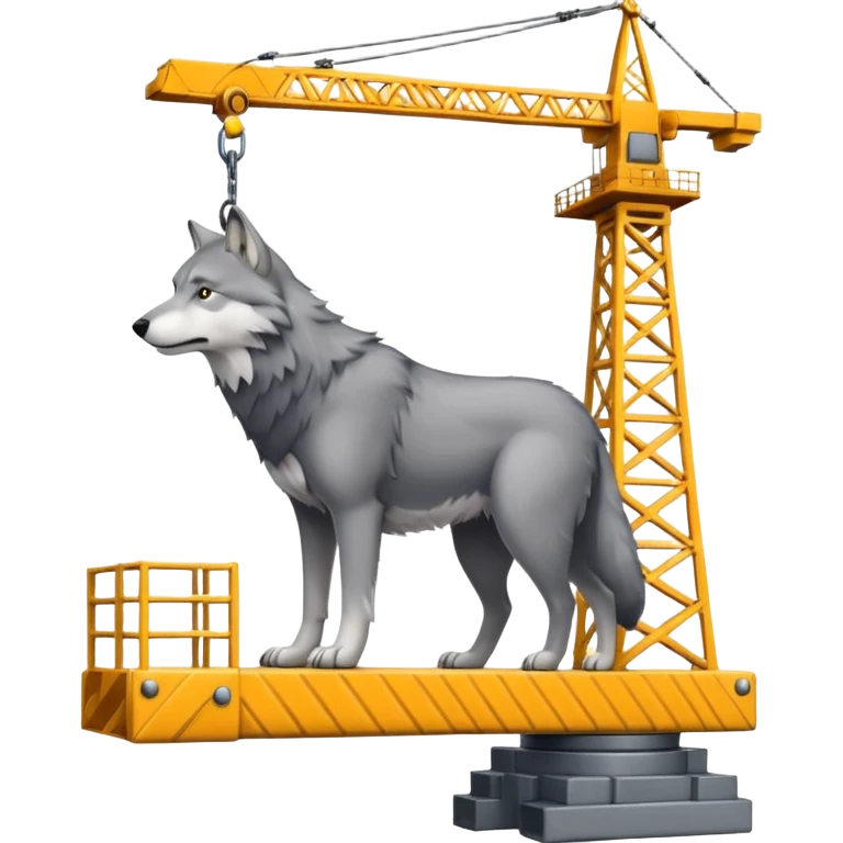 gray wolf rides on a tower crane emoji