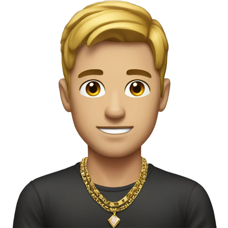 male portrait with jewelry working on a computer and make him slightly younger emoji