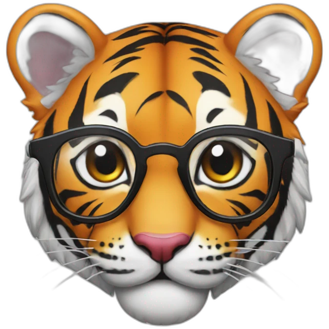 clown tiger in glasses emoji