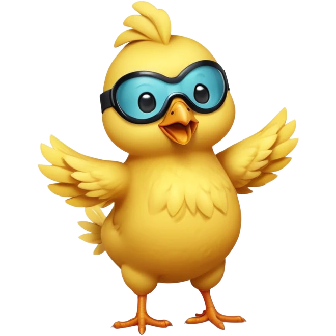 a yellow Chicken in an eye mask doing the chicken dance fast, seamless loop, emoji