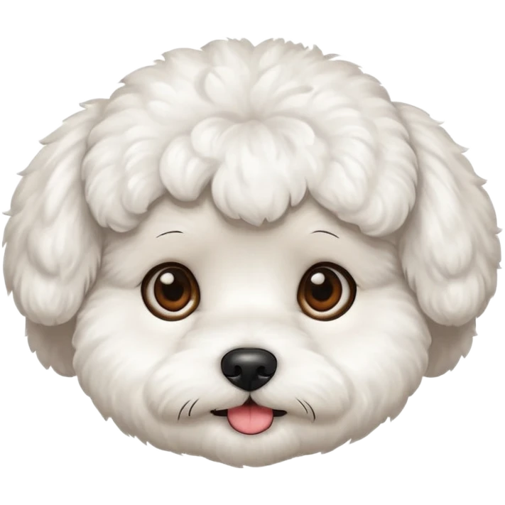 white bichon frise face with round head like popcorn hair emoji