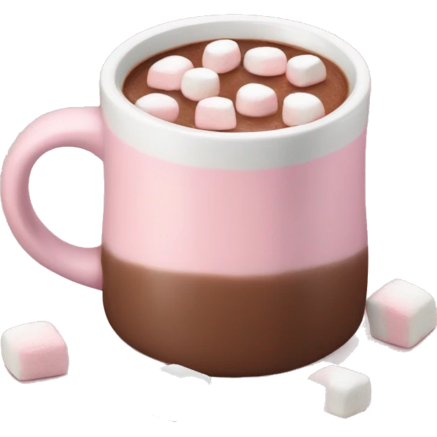 Light Pink mug of hot chocolate with marshmallows  emoji