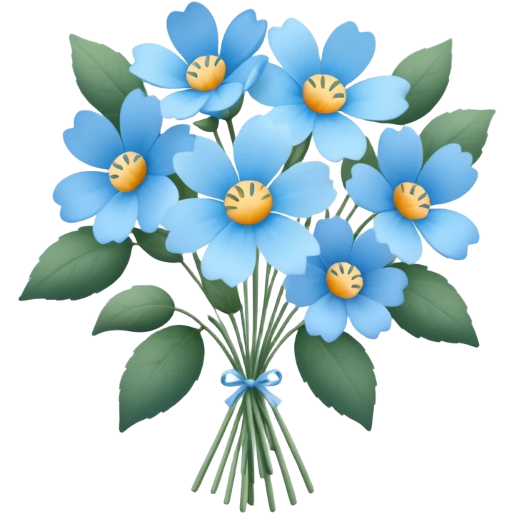 Bouquet of pastel blue romantic flowers emoji