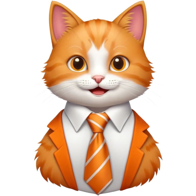 happy boy cat wearing a professional necktie, cheerful expression emoji