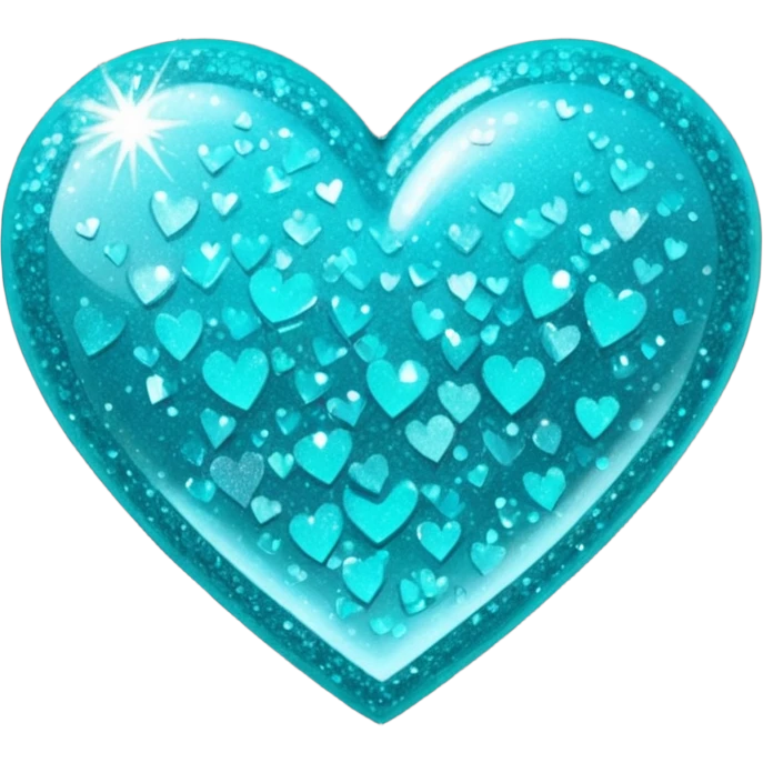 glitter heart, teal emoji