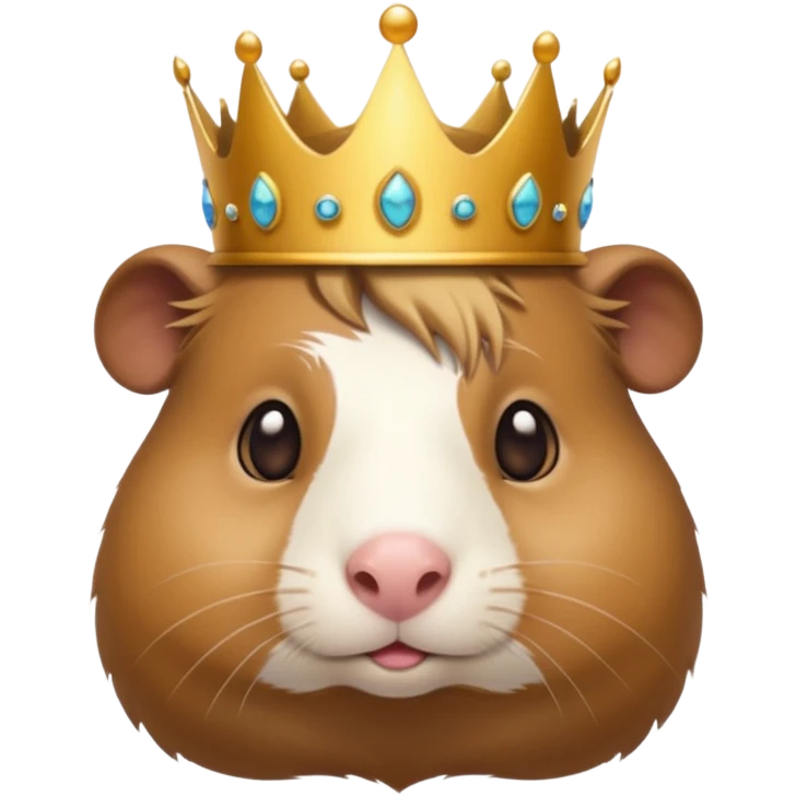 almighty guinea pig god with a mole on the left cheek, golden crown, emoji style emoji