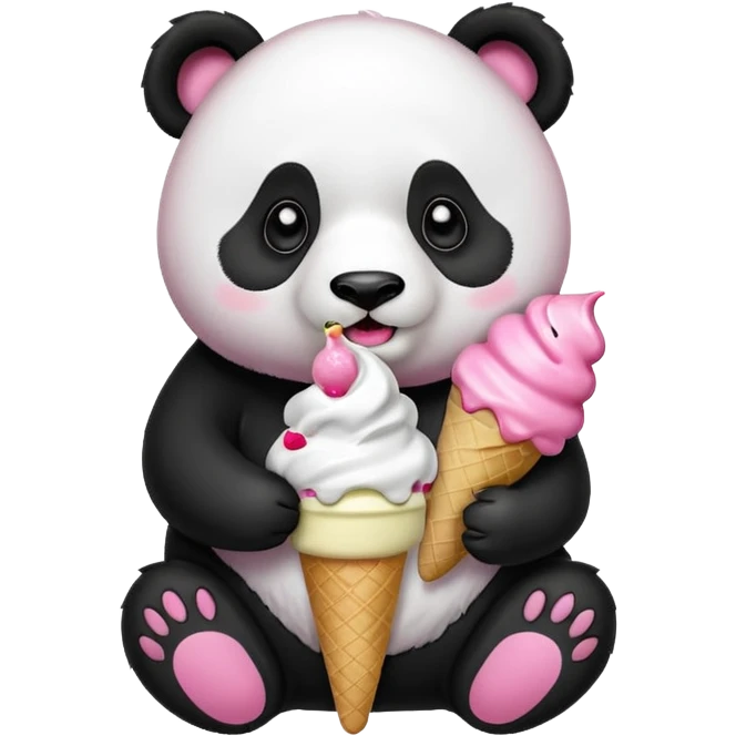 Panda eating ice cream emoji
