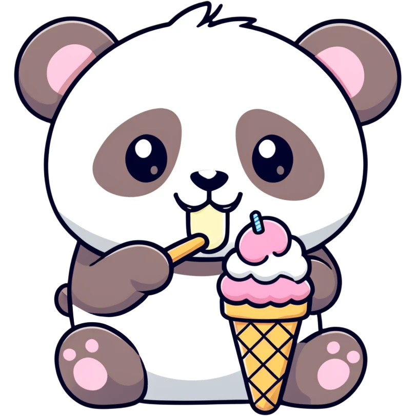 Panda eating ice cream emoji