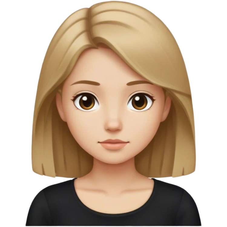 Girl dark blonde, black shirt and shoulders up emoji