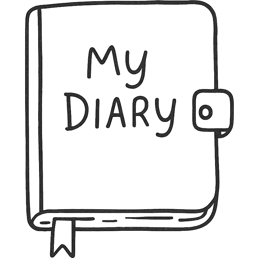 a pink diary, hand drawn style with text 'My Diary' emoji