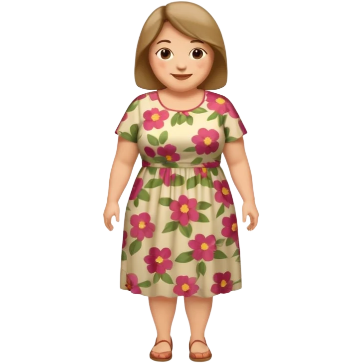 mujer mediana edad, gordita sonriente full body emoji