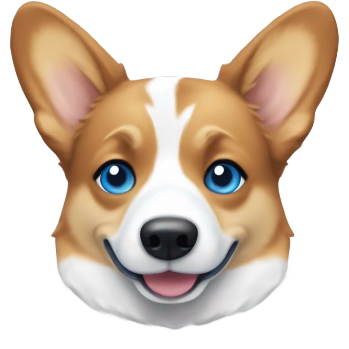 Corgi with tan eyebrows, bright blue eyes, and Merle color body emoji