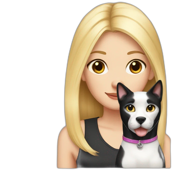 Blond girl and black and white cat and labrador emoji