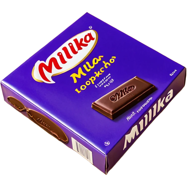 плитка молочного шоколада Milka в фиолетовой упаковке, открытая наполовину emoji