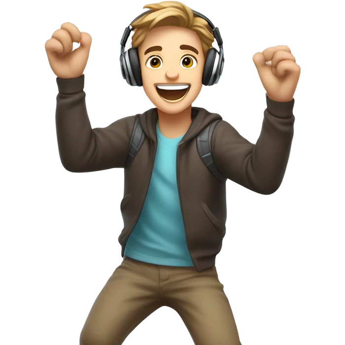 Caylus the YouTuber celebrating because he won a video game emoji