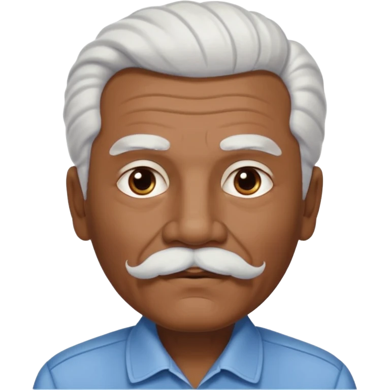 
An elderly man emoji with medium-dark skin tone, full white hair styled in thick, swept-back waves, thick white eyebrows, and a neatly groomed small white mustache. His face is clean-shaven aside from the mustache, giving him a tidy and classic look. emoji