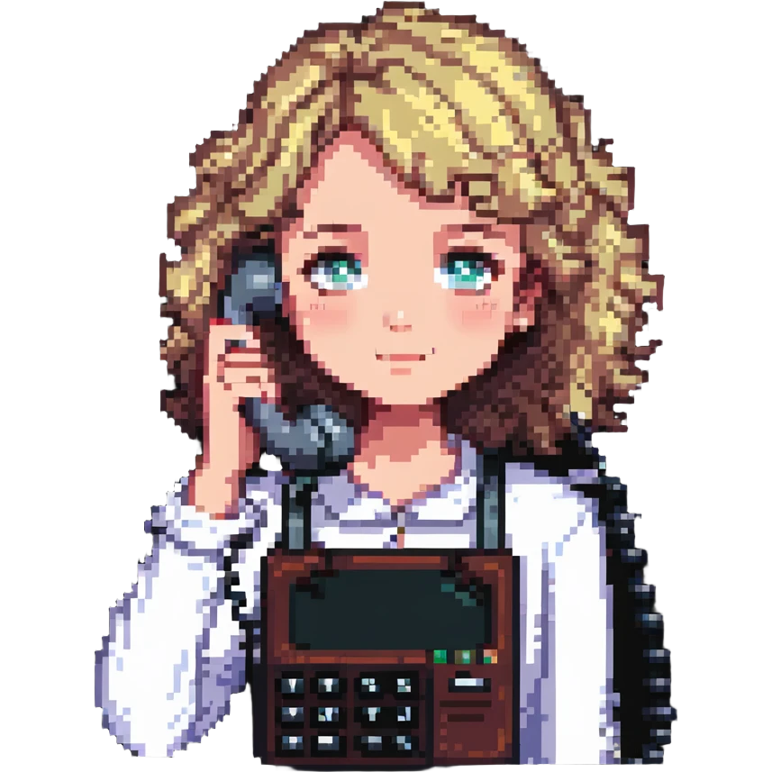 girl with light slightly curly hair talking on the phone emoji
