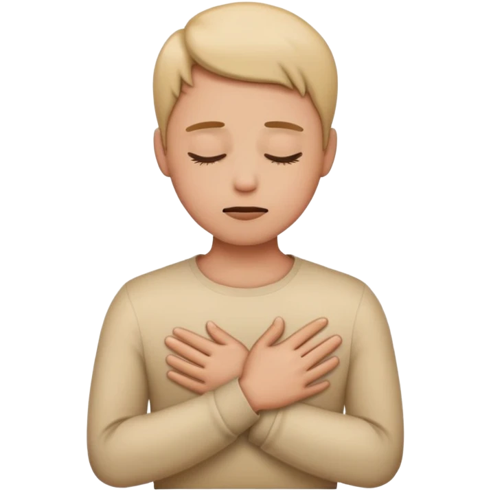 Make an emoji of a person or animal that’s politely making a “no thanks” gesture like refusing a food or drink or something. Make sure the emoji includes both body and hand and not just hand. One hand should be empty and the other hand should be on the person’s chest. Eyes should be closed. emoji
