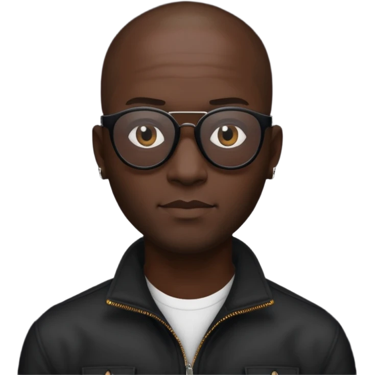 tall black man in dark shades gangster shaved head emoji