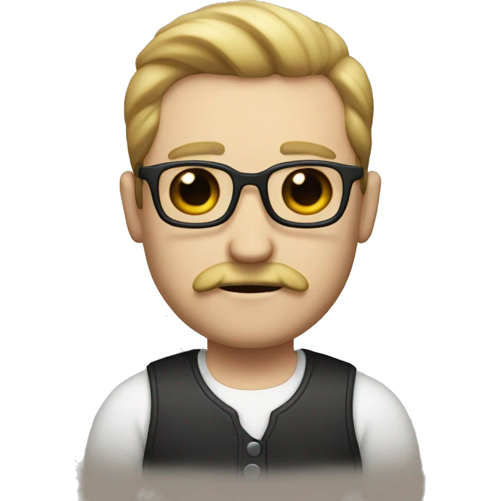 White man, dark hear, moustache and a light beard emoji