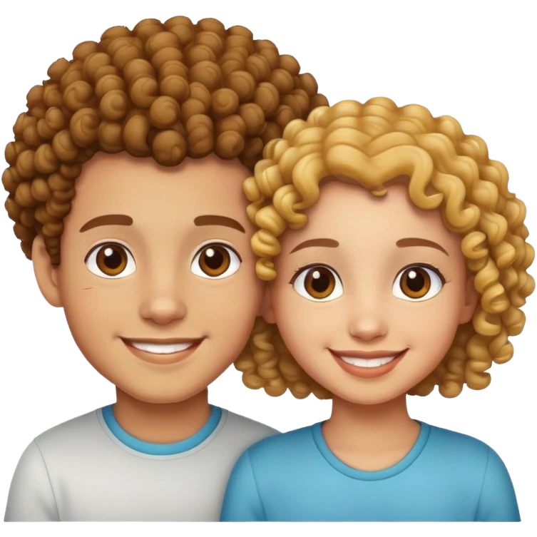 Light skin curly head couple boy and girl emoji