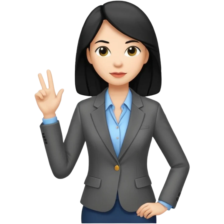 Women, professionals, teachers, black long hair, full body emoji