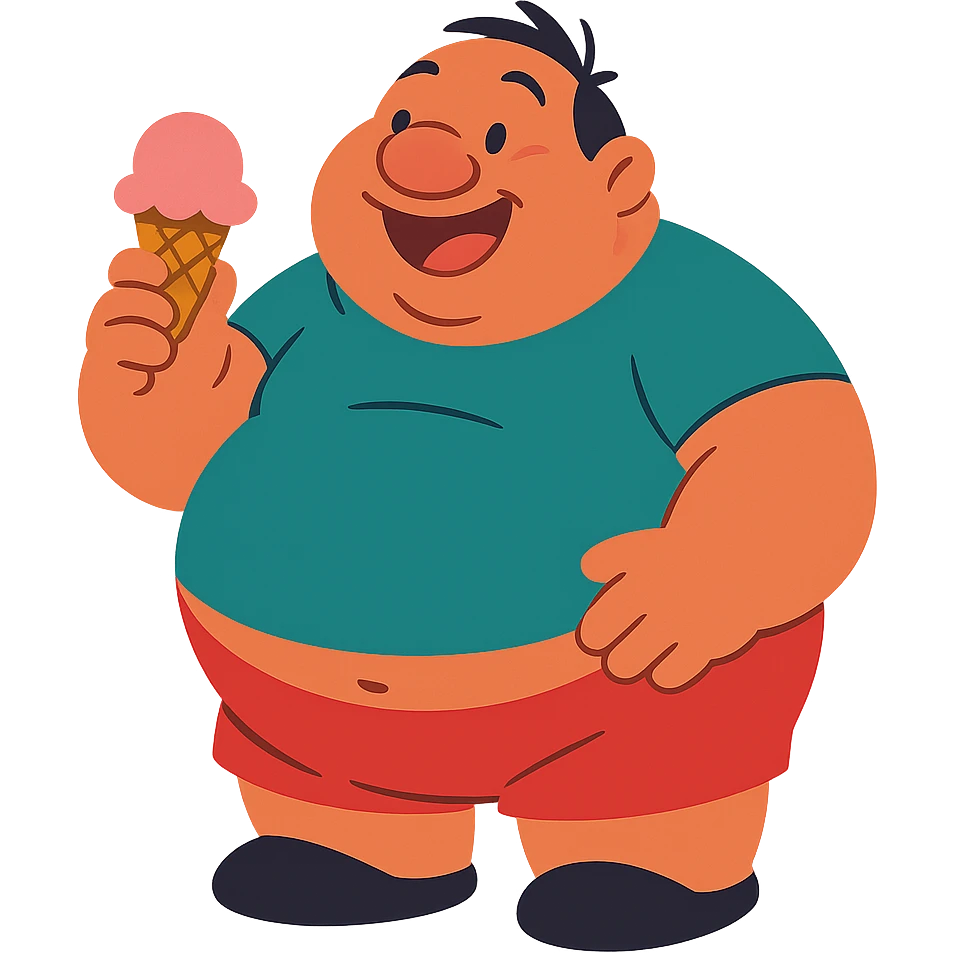 fat man with ice cream, inspired by Lilo and Stitch emoji