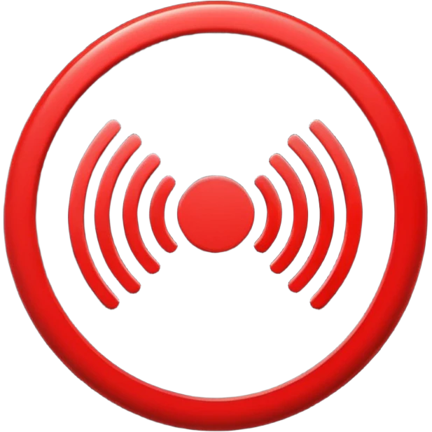 Minimalist “No Wi-Fi” icon, flat vector style on white background. A clean black Wi-Fi signal symbol inside a bold red circle with a diagonal clearly shows no internet connection or poor connection. No text, shadows, or extra details emoji