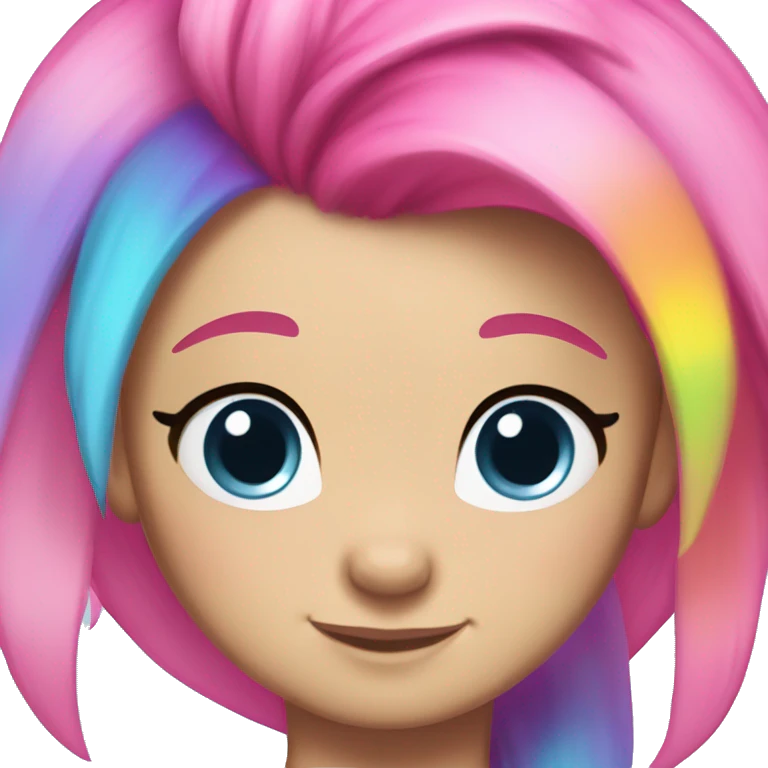 my little pony, rainbow hair, pink base, blue eyes emoji