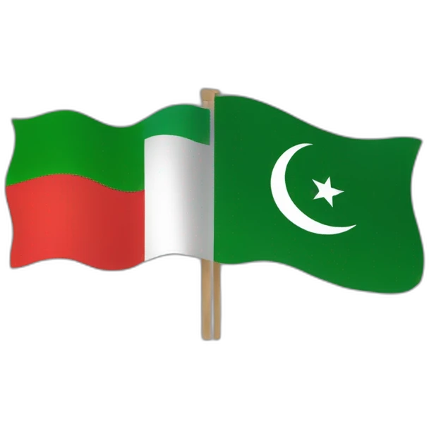 PTI party flag half red and half green with crescent and a star like Pakistan flag emoji