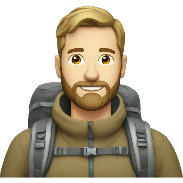 40 year old white guy with beard Hiking a mountain emoji