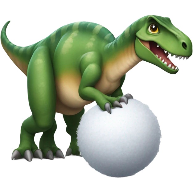 Dinosaur with snowball emoji